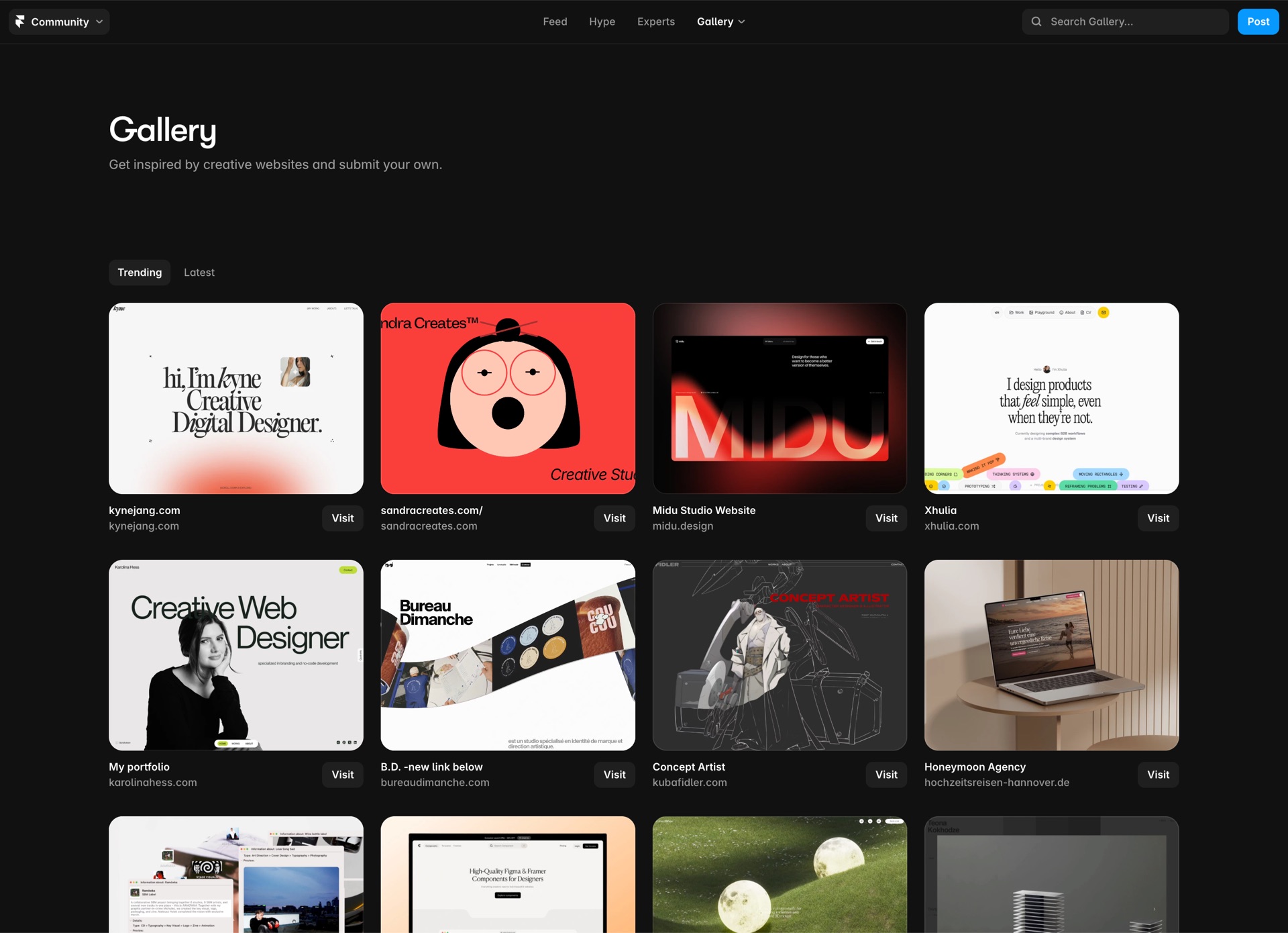 Framer Gallery（Framerで作られたWebサイトのギャラリー）のスクリーンショット